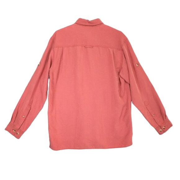 THE NORTH FACE Men's M Orange Grey Check Long Sleeve Button Shirt Suede-Like Y2K - Picture 2 of 11